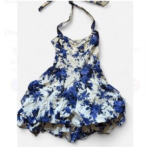 Floral Blue and White Dress